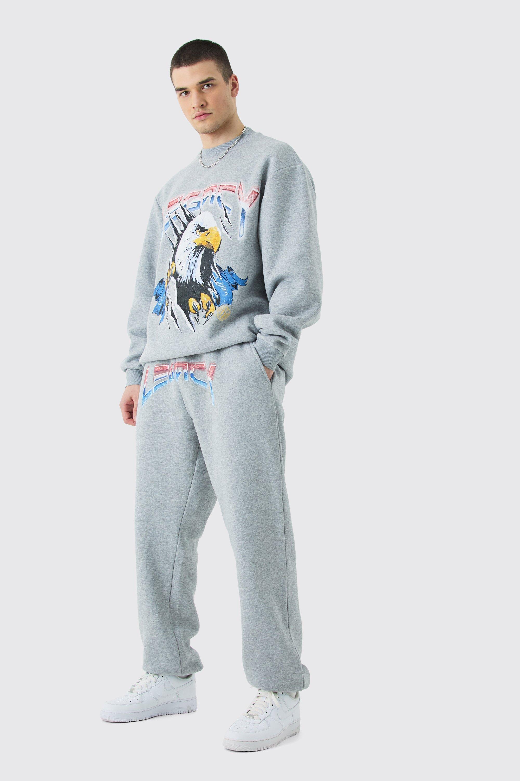 Tall Liberty Eagle Oversized Sweatshirt Tracksuit | boohooMAN USA Product Image