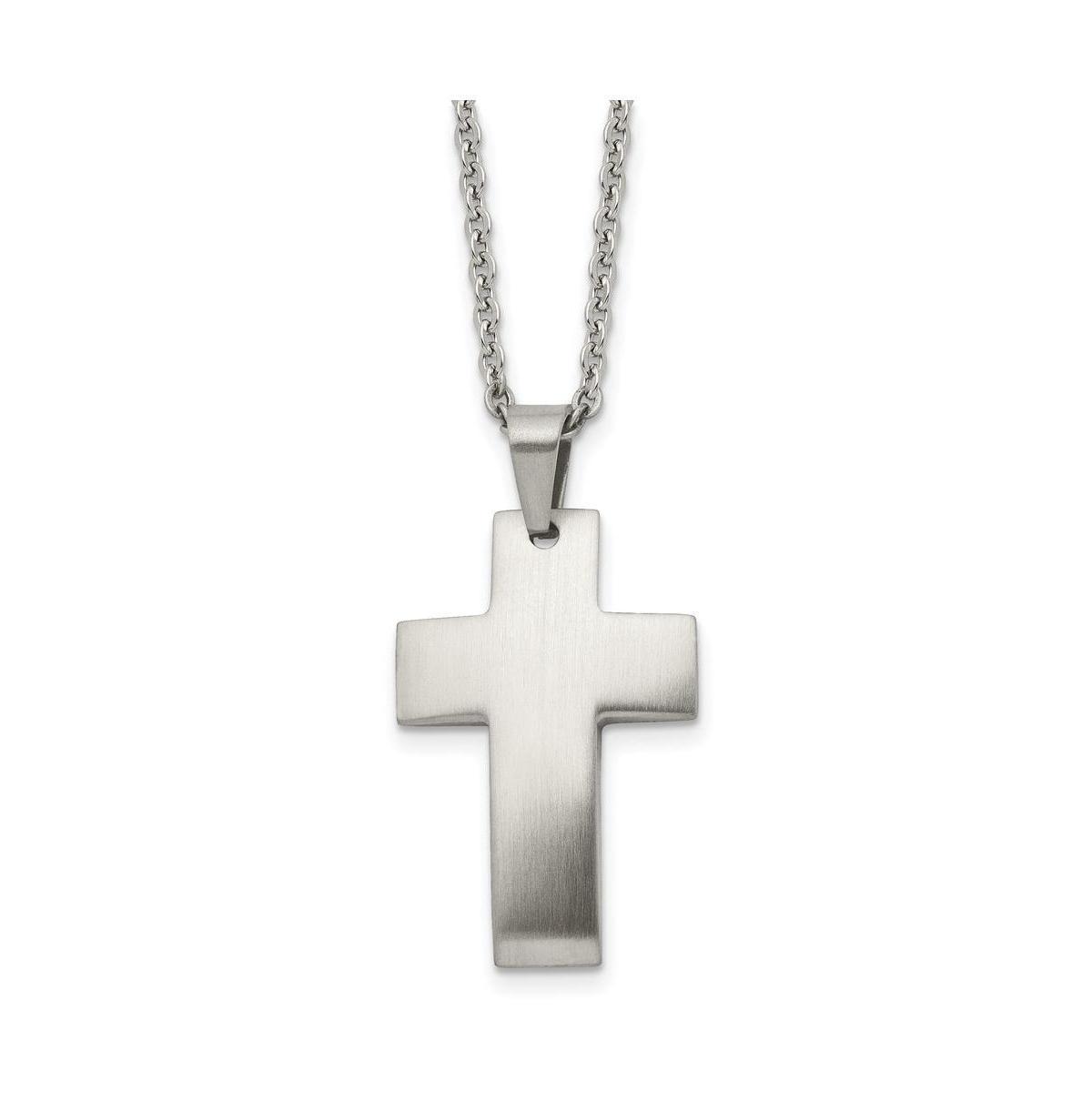 Chisel Stainless Steel Brushed Cross Pendant on a Cable Chain Necklace Product Image