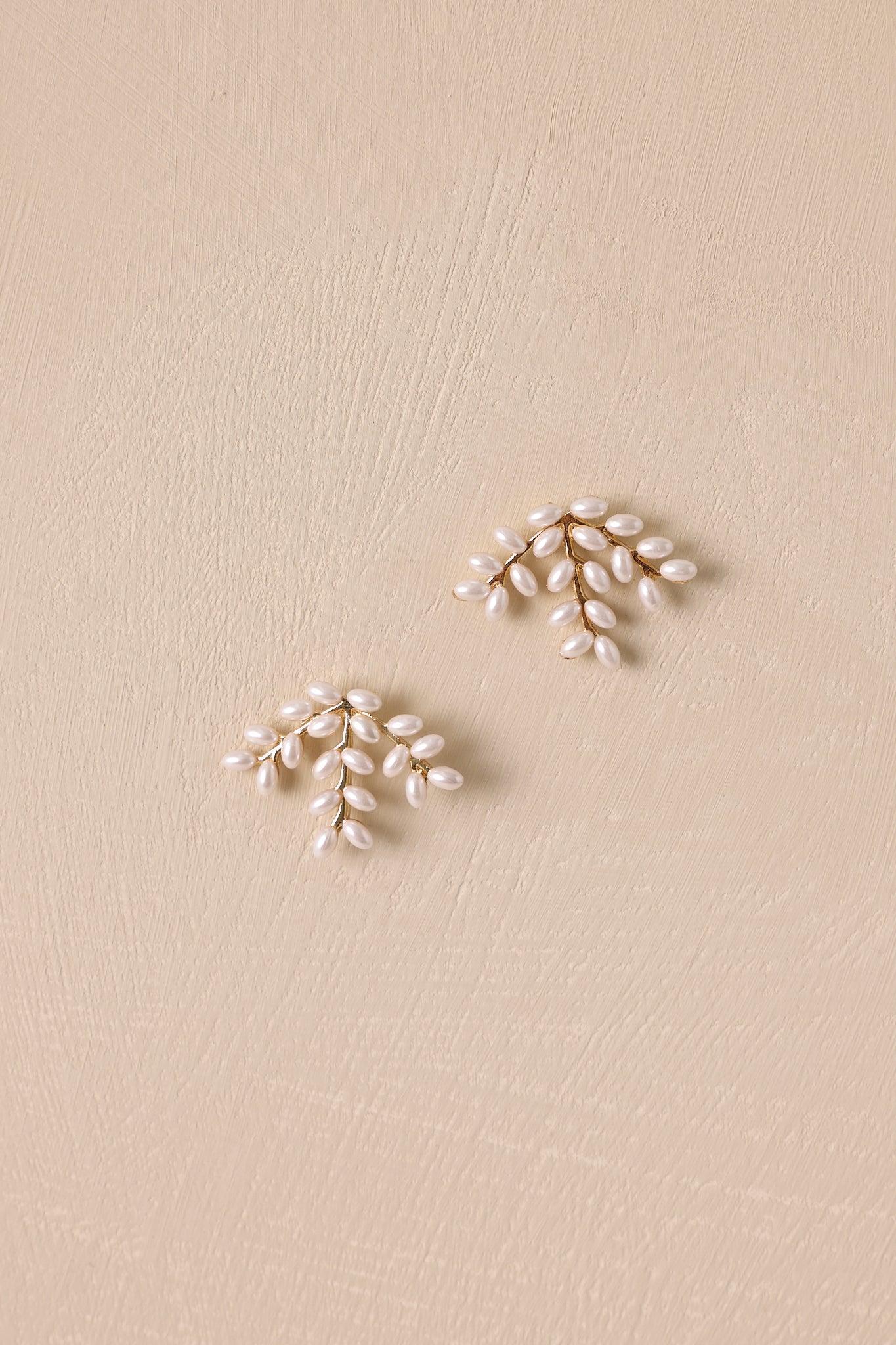 Blossom Burst Gold Pearl Earrings Product Image