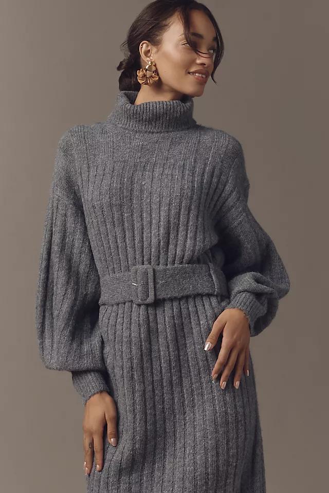 By Anthropologie Long-Sleeve Turtleneck Belted Sweater Midi Dress Product Image