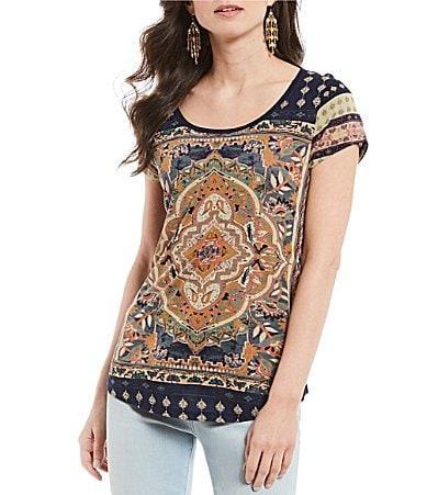 Lucky Brand Persian Carpet Tee (Navy Multi) Women's T Shirt Product Image