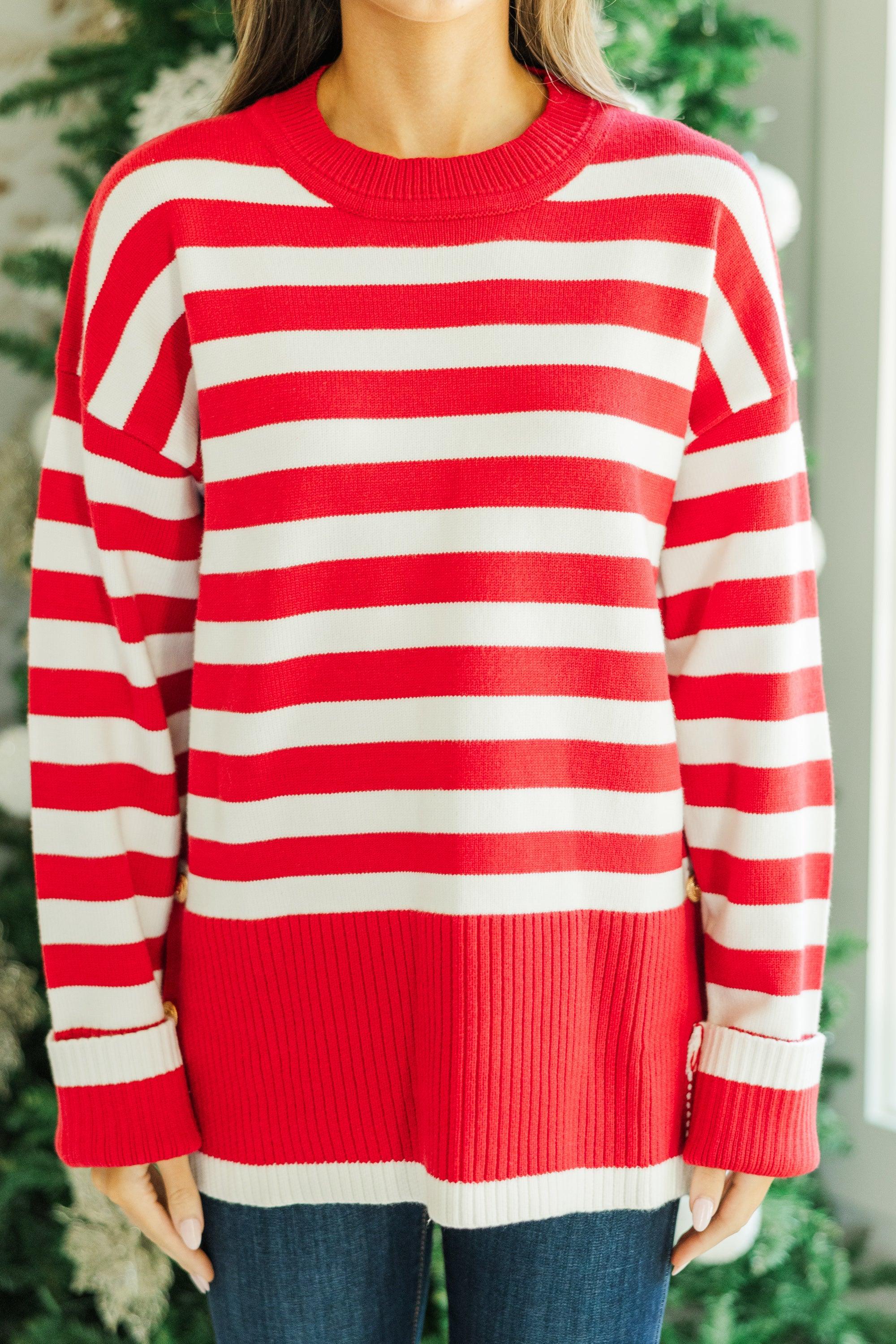 Just Stay With Me Red Striped Sweater Female Product Image