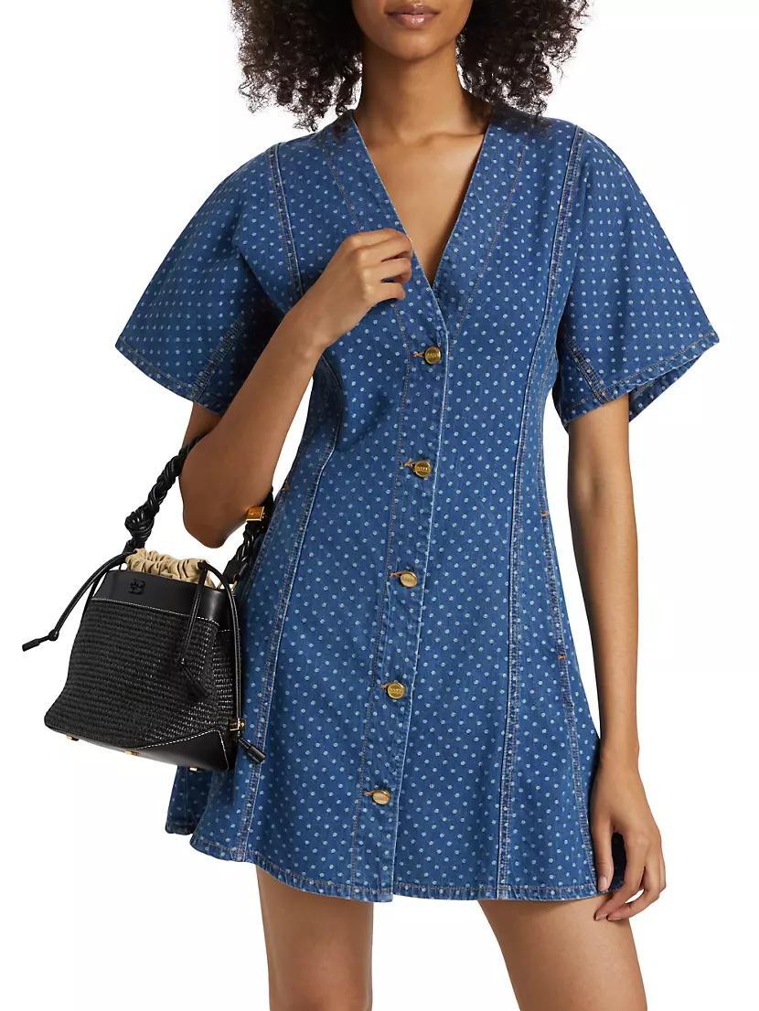 Polka Dot Denim Minidress Product Image