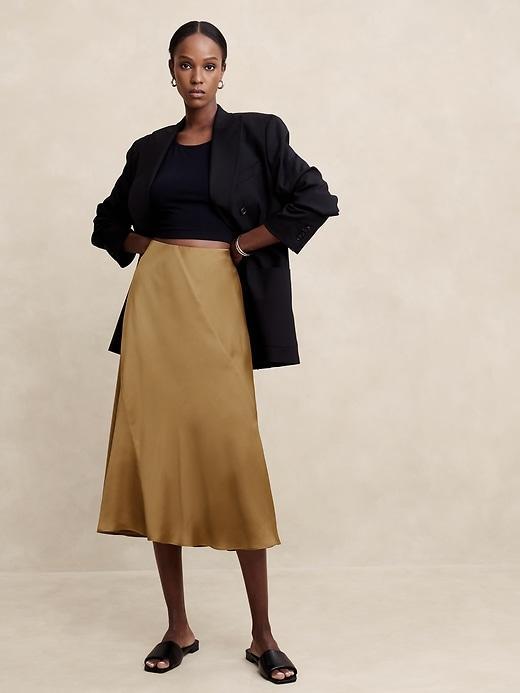 Hammered Satin Midi Slip Skirt Product Image