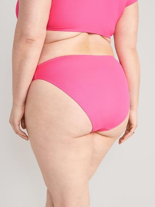 High-Waisted French-Cut Ribbed Bikini Swim Bottoms Product Image