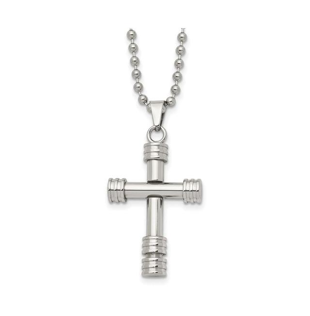 Chisel Stainless Steel Polished Cross Pendant on a Ball Chain Necklace Product Image