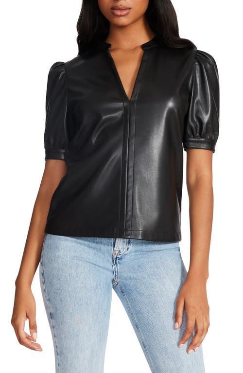 Steve Madden Jane Puff Sleeve Faux Leather Top Product Image