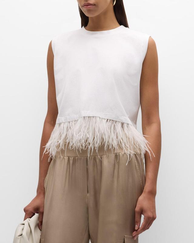 Feather-Hem Cropped Sleeveless T-Shirt Product Image