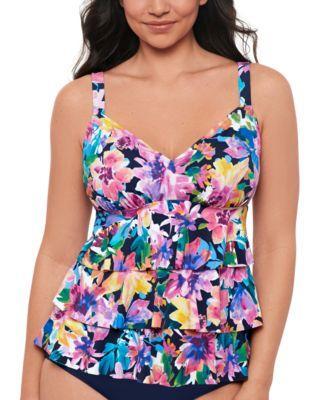 Swim Solutions Womens Garden Swan Triple-Tiered Tankini, Created for Macys Product Image