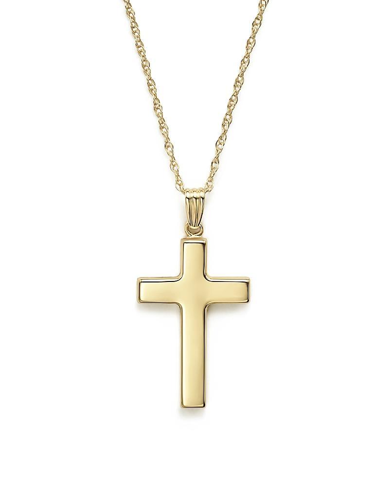 Flat Cross Necklace Set in 14k White Or Yellow Gold Product Image