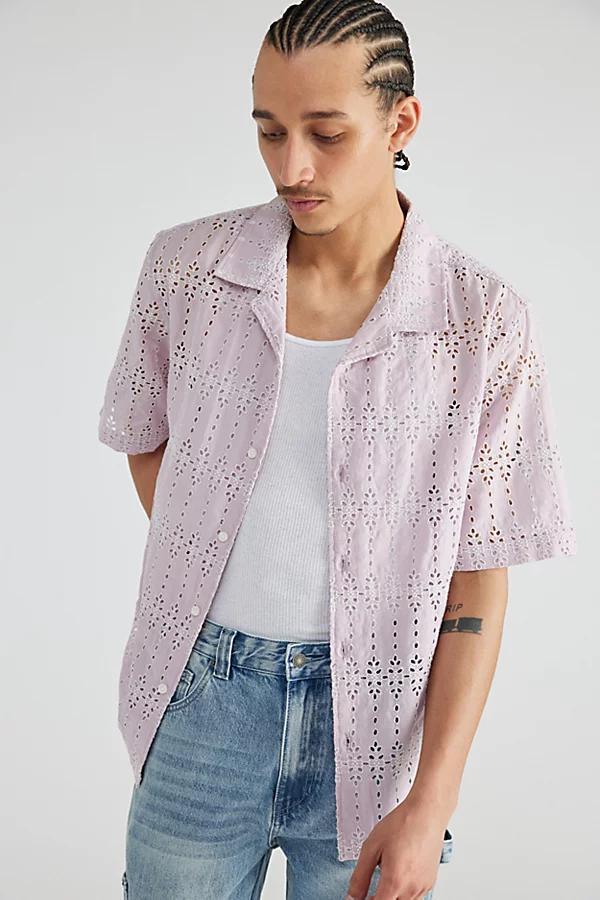 GUESS JEANS GUESS ORIGINALS Embroidered Camp Collar Shirt Top Mens at Urban Outfitters Product Image