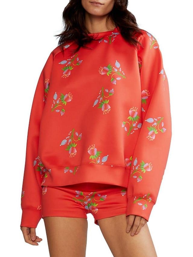 Womens Floral Bonded Stretch Sweatshirt Product Image