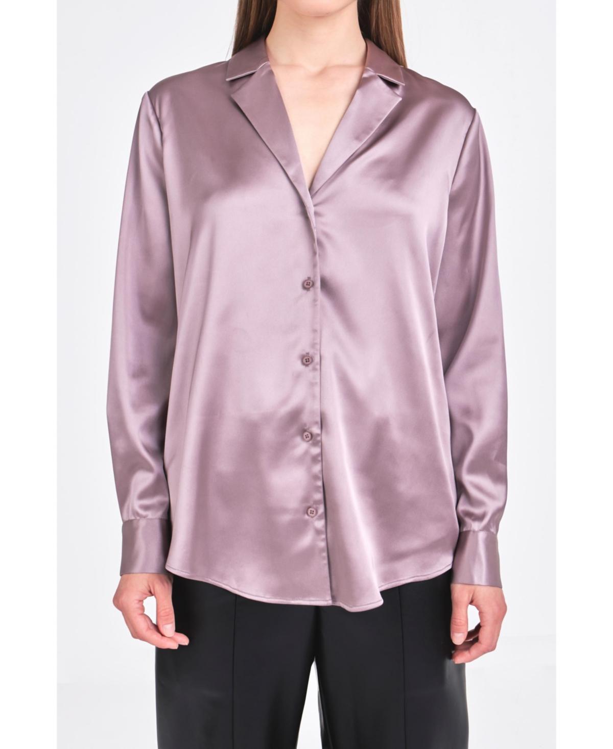 Endless Rose Satin Button-Up Blouse Product Image