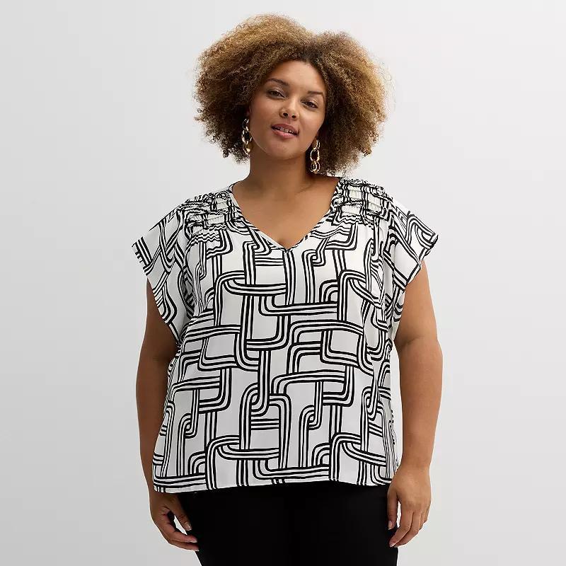 Plus Size Nine West V-Neck Blouse, Womens Product Image