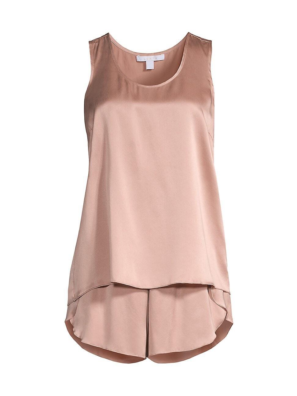 Tulip-Back Washable Silk Tank & Shorts Set Product Image