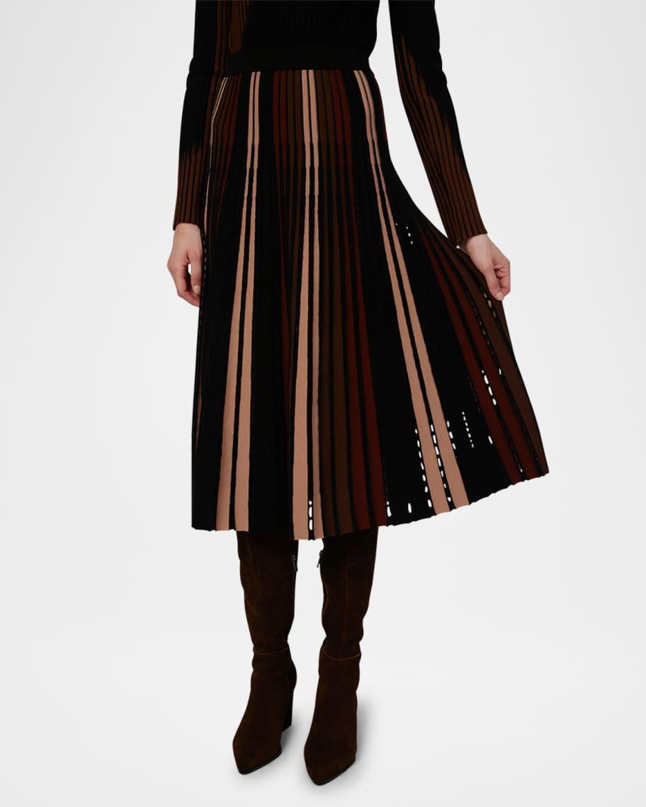 Tribeca Pleated Striped Midi Skirt Product Image