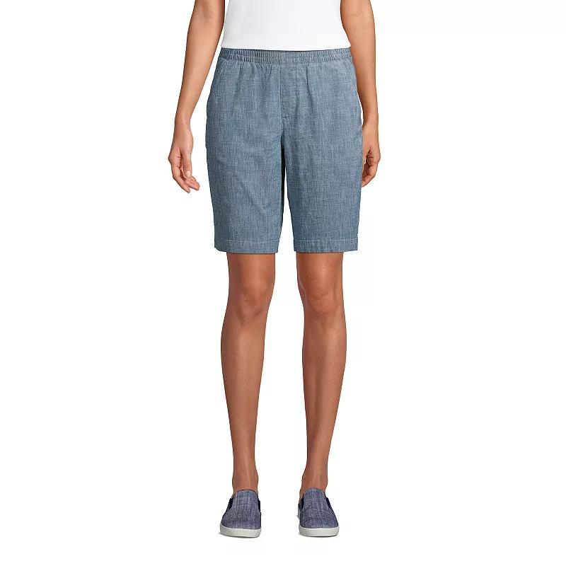 Womens Lands End Pull-On Chino Bermuda Shorts Blue Product Image