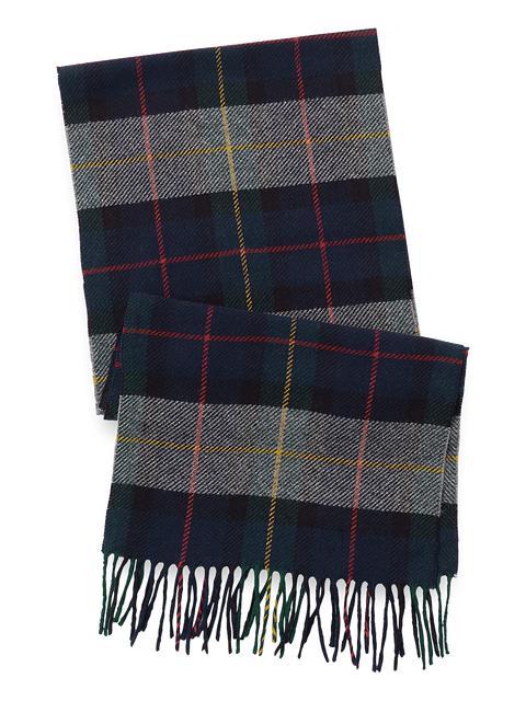 Tartan Plaid Wool Scarf - Navy Multi Product Image