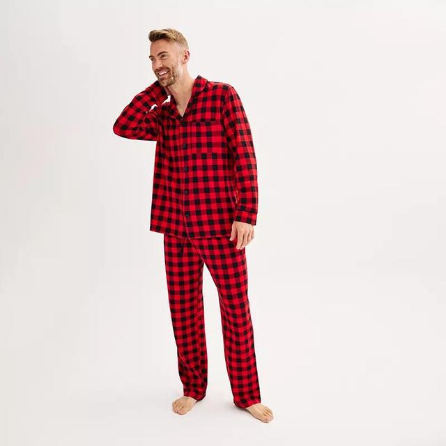 Mens Jammies For Your Families Buffalo Plaid Notch Top & Bottoms Pajama Set by Cuddl Duds Product Image