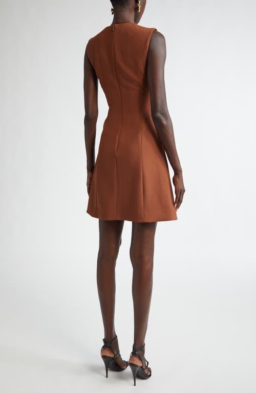 OSCAR DE LA RENTA Button-detailed Stretch-wool Mini Dress In Cocoa Product Image