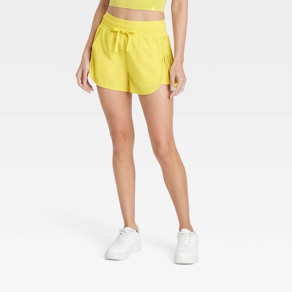 Womens High-Rise Pleated Side Shorts 2.5 - JoyLab Yellow XXL Product Image