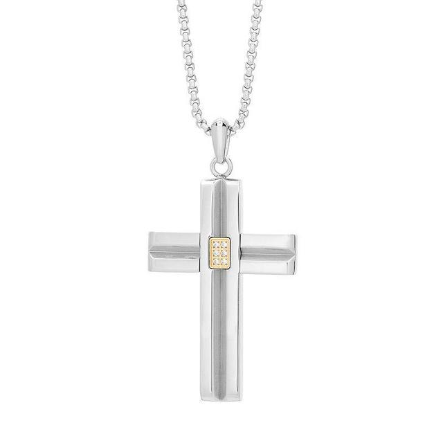 LYNX Mens Gold Tone Stainless Steel Cubic Zirconia Cross Pendant Product Image