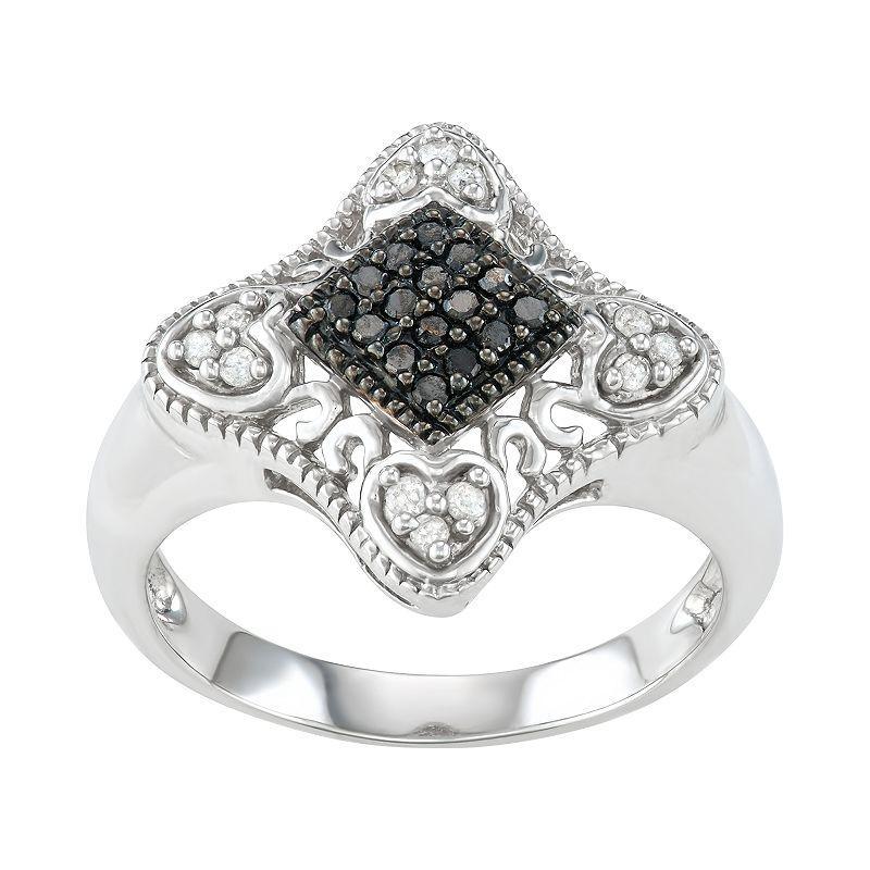 Sterling Silver 1/5 Carat T.W. Black & White Diamond Ring, Womens, Multicolor Product Image