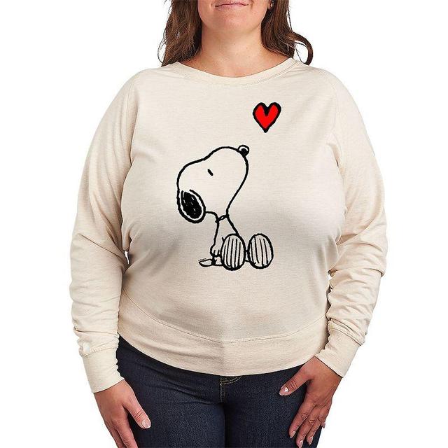 Plus Size Peanuts Valentines Snoopy Heart Graphic Tee, Womens Beig/Green Product Image