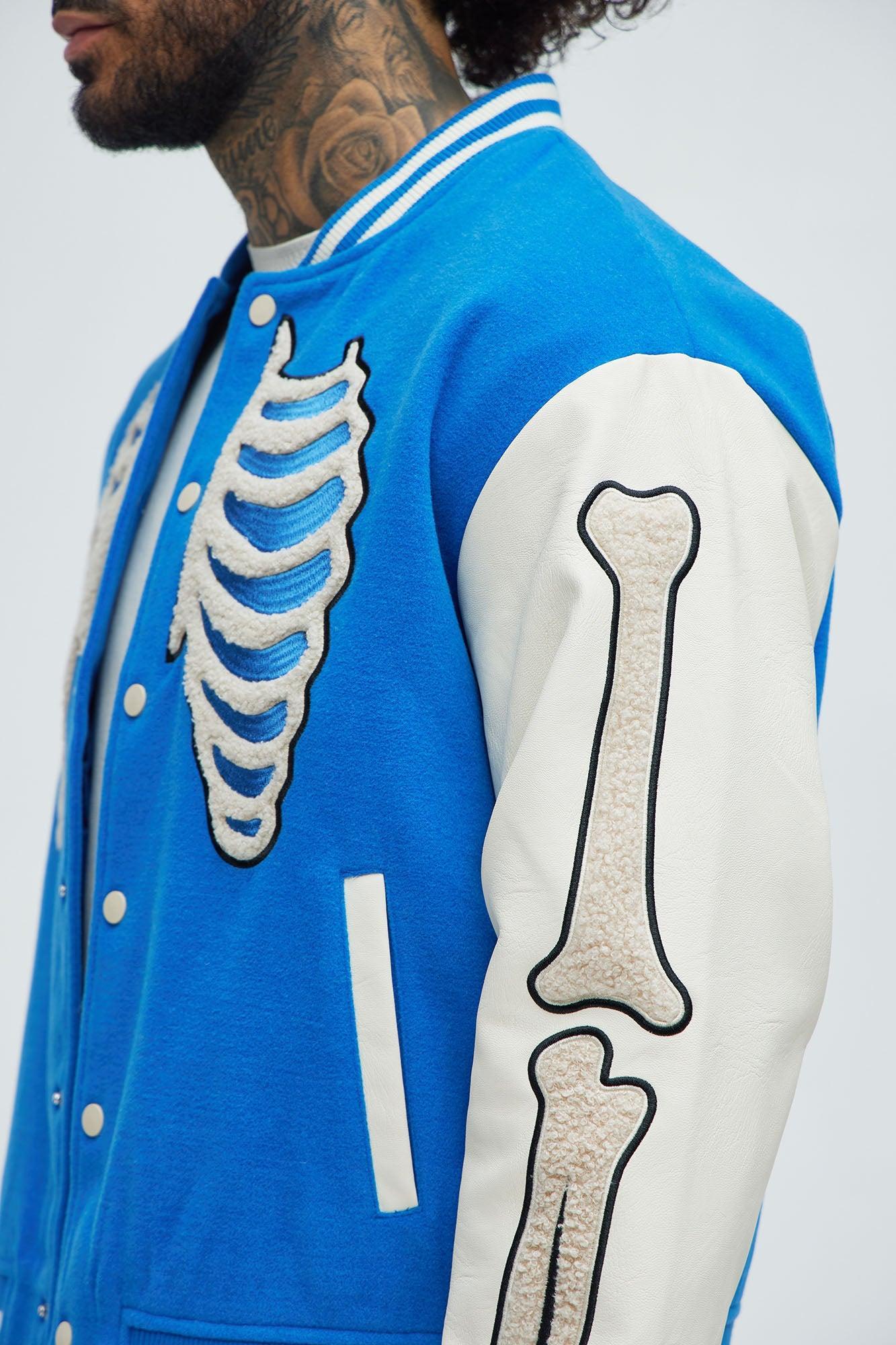 Skeleton Varsity Jacket - Blue/combo Product Image