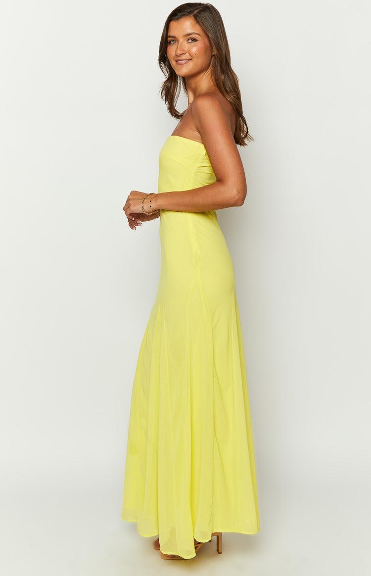 Myka Yellow Strapless Maxi Dress Product Image