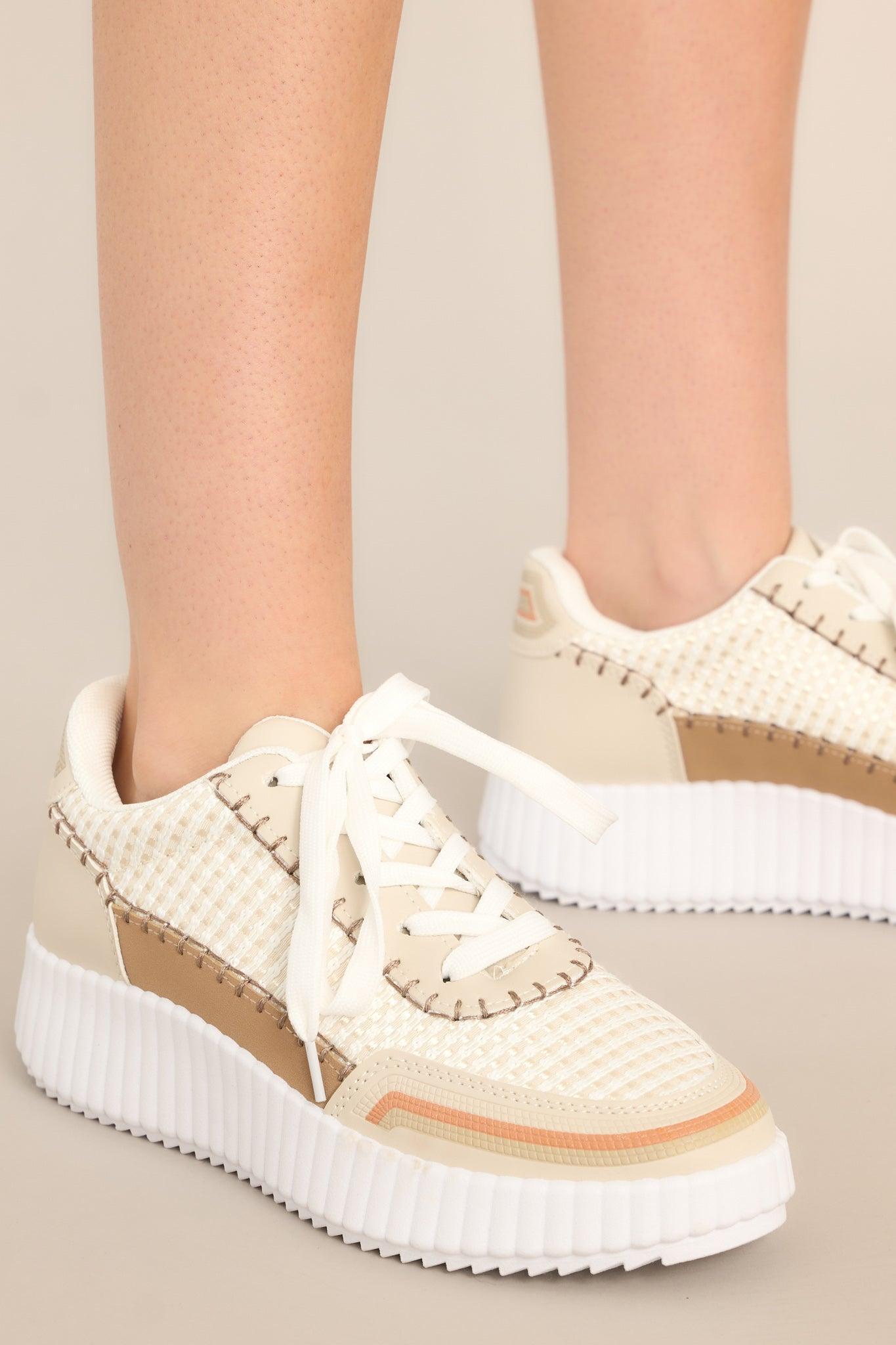 Iconic Steps Beige Platform Sneakers Product Image