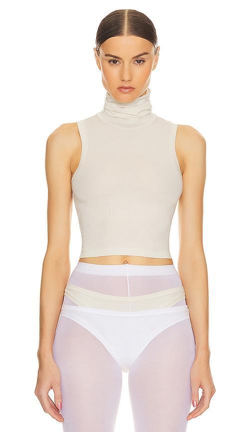 Helsa Jersey Cropped Turtleneck Tank in Black. - size L (also in M, S, XL, XS, XXS) Product Image