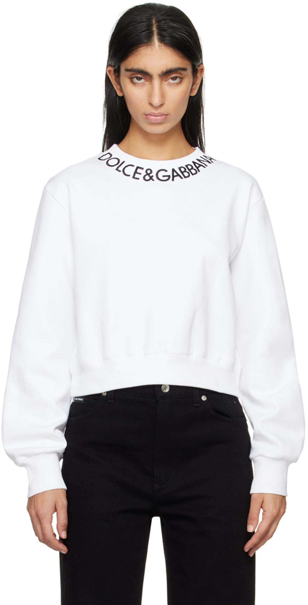 White Cropped Sweatshirt Product Image