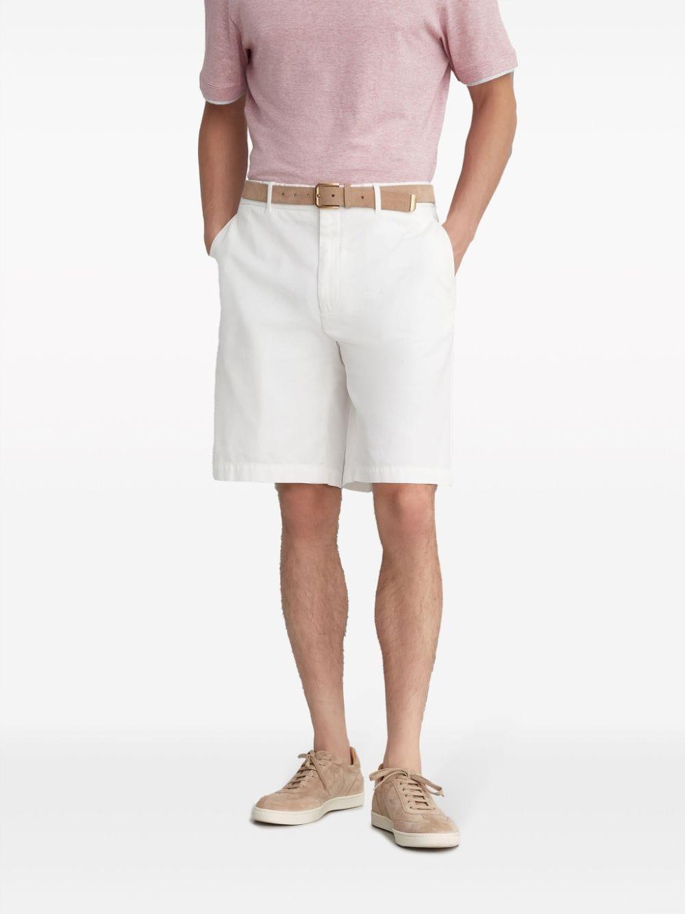 Knee-length Twill Bermuda Shorts In White Product Image