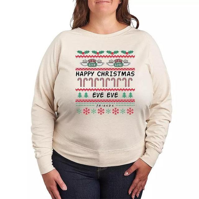 Plus Size Friends Happy Christmas Eve Eve Lightweight French Terry Sweatshirt, Womens Product Image