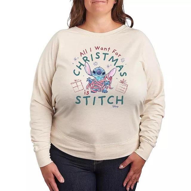 Disneys Lilo & Stitch Plus Size A Stitch For Christmas Lightweight French Terry Sweatshirt, Womens Product Image