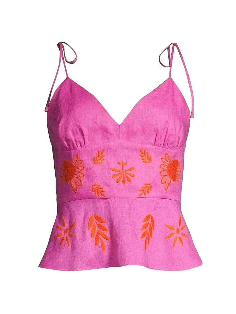 Womens Embroidered Peplum Tank Top Product Image