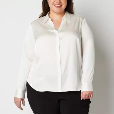 Worthington Plus Womens Long Sleeve Regular Fit Button-Down Shirt product image