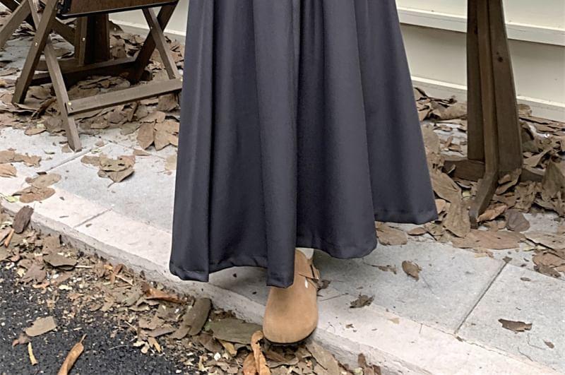 High Waist Plain Maxi A-Line Skirt Product Image