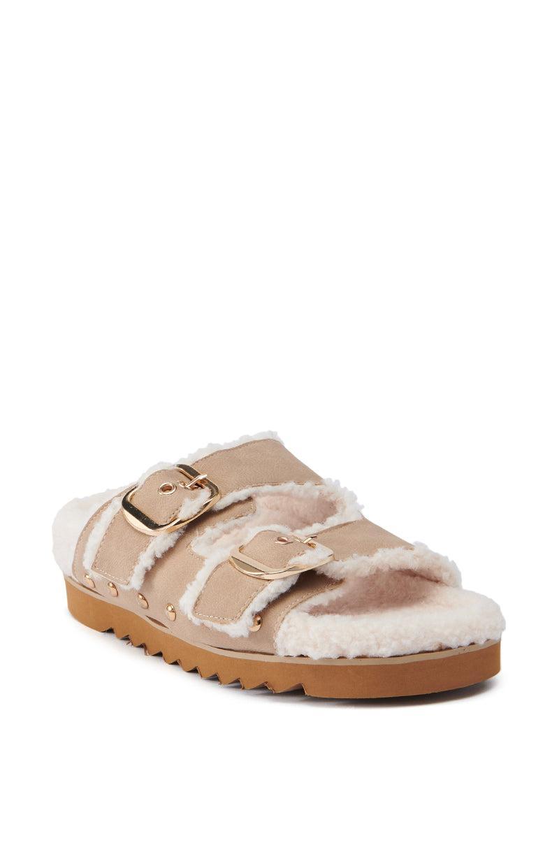 AZALEA WANG TRESOR TAN FUZZY SANDAL Product Image