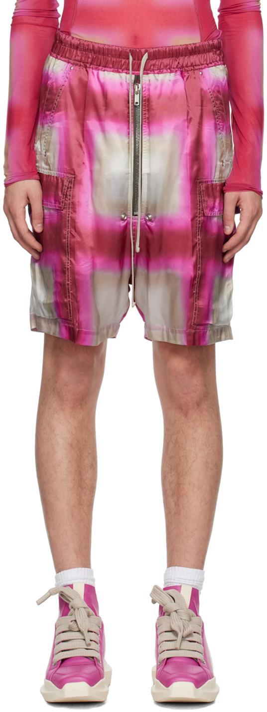 Pink Cargobela Shorts In 23p2 Fuchsia Plaid Product Image