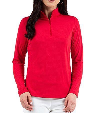 IBKUL Solid Long Sleeve Quarter Zip Top Product Image