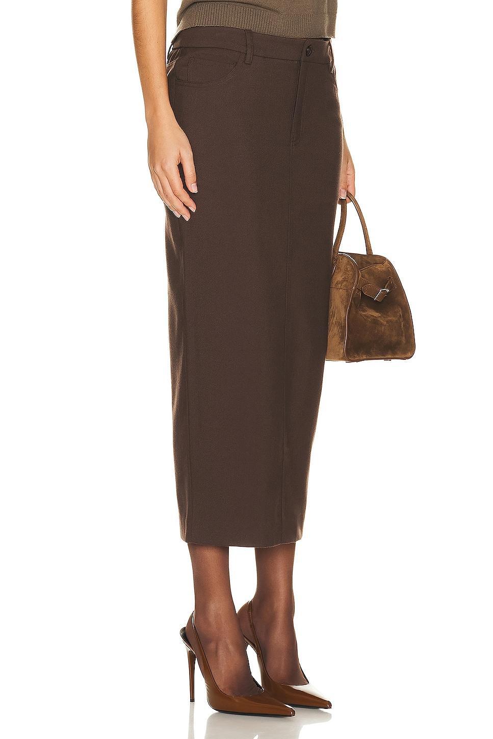 Helsa Trouser Midi Skirt Brown. (also in M, S, XXS). Product Image