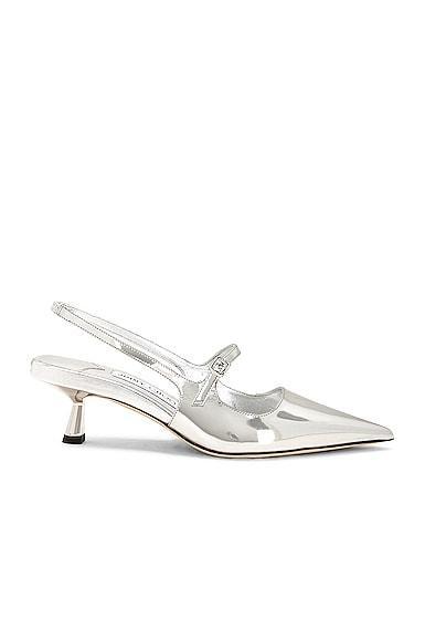 Jimmy Choo Didi 45 Metal Leather Slingback Pump in Metallic Silver Product Image