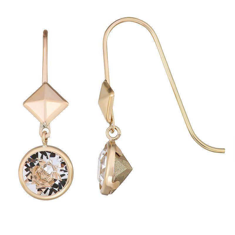 Taylor Grace 10k Gold Round Crystal Drop Earrings, Womens Product Image