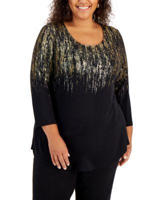 Plus Size Printed Top, Created for Macy's Product Image