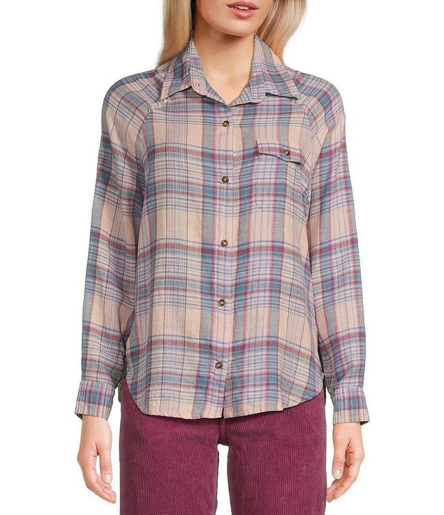 Billabong Best Time Oversized Checked Plaid Button Front Flannel Shirt Product Image