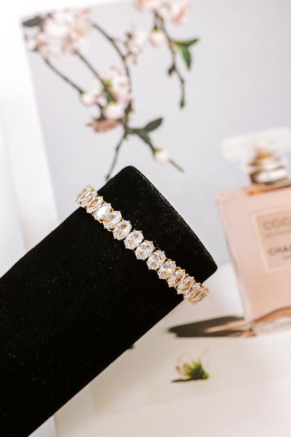 Cue The Sparkle Cubic Zirconia Cuff Bracelet in Gold Product Image