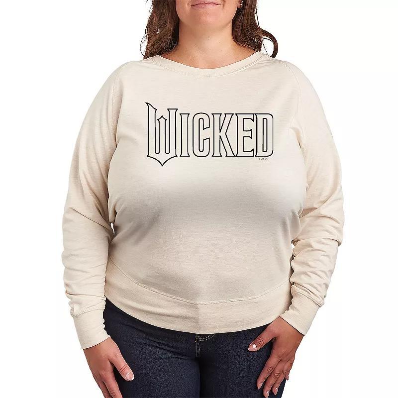 Plus Size Wicked Outline Logo Lighweight French Terry Sweatshirt, Womens Brown Product Image