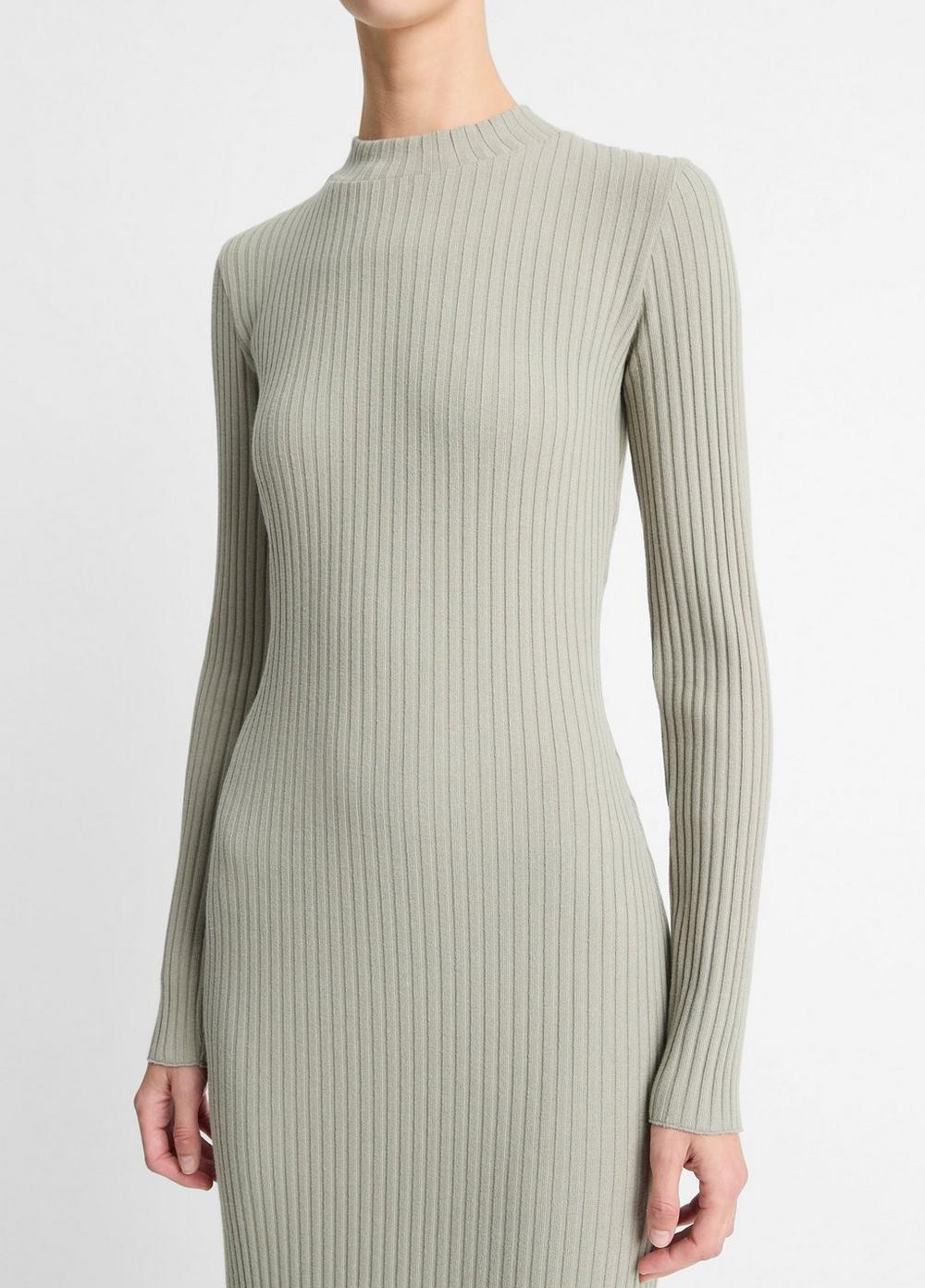 Ribbed Cotton-Blend High-Neck Dress Product Image